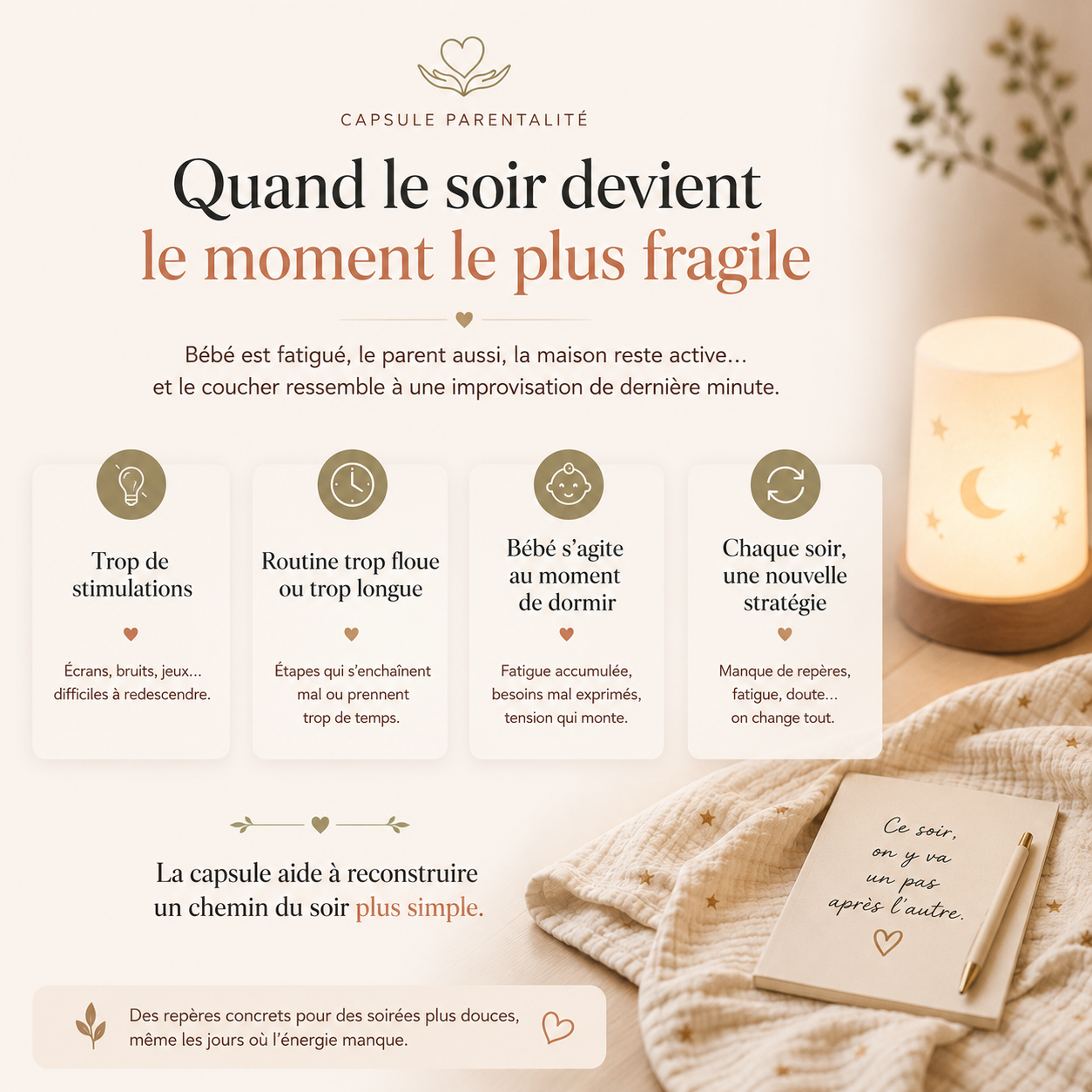 Coucher de bébé : repères pour reconstruire un chemin du soir plus simple