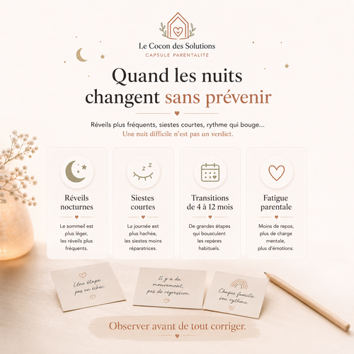 Image produit expliquant les nuits qui changent sans prévenir dans la capsule Sommeil de bébé